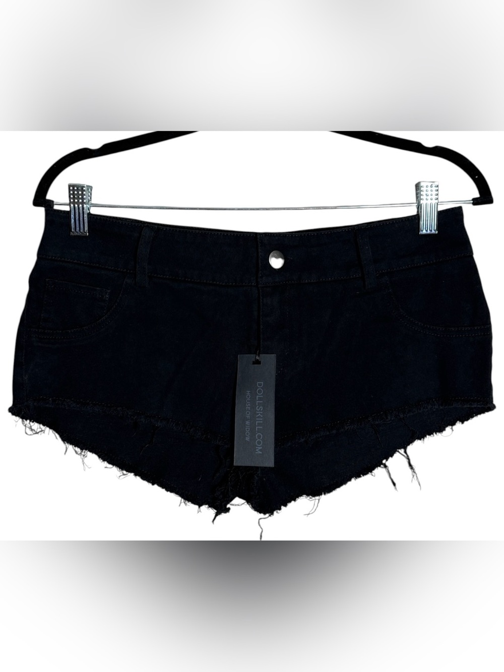 NWT Dolls Kill Black Frayed Hem Cutoff Jean Shorts